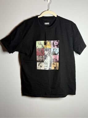 Taylor Swift Black Short Sleeve Tee with Multi-Panel Color Portraits